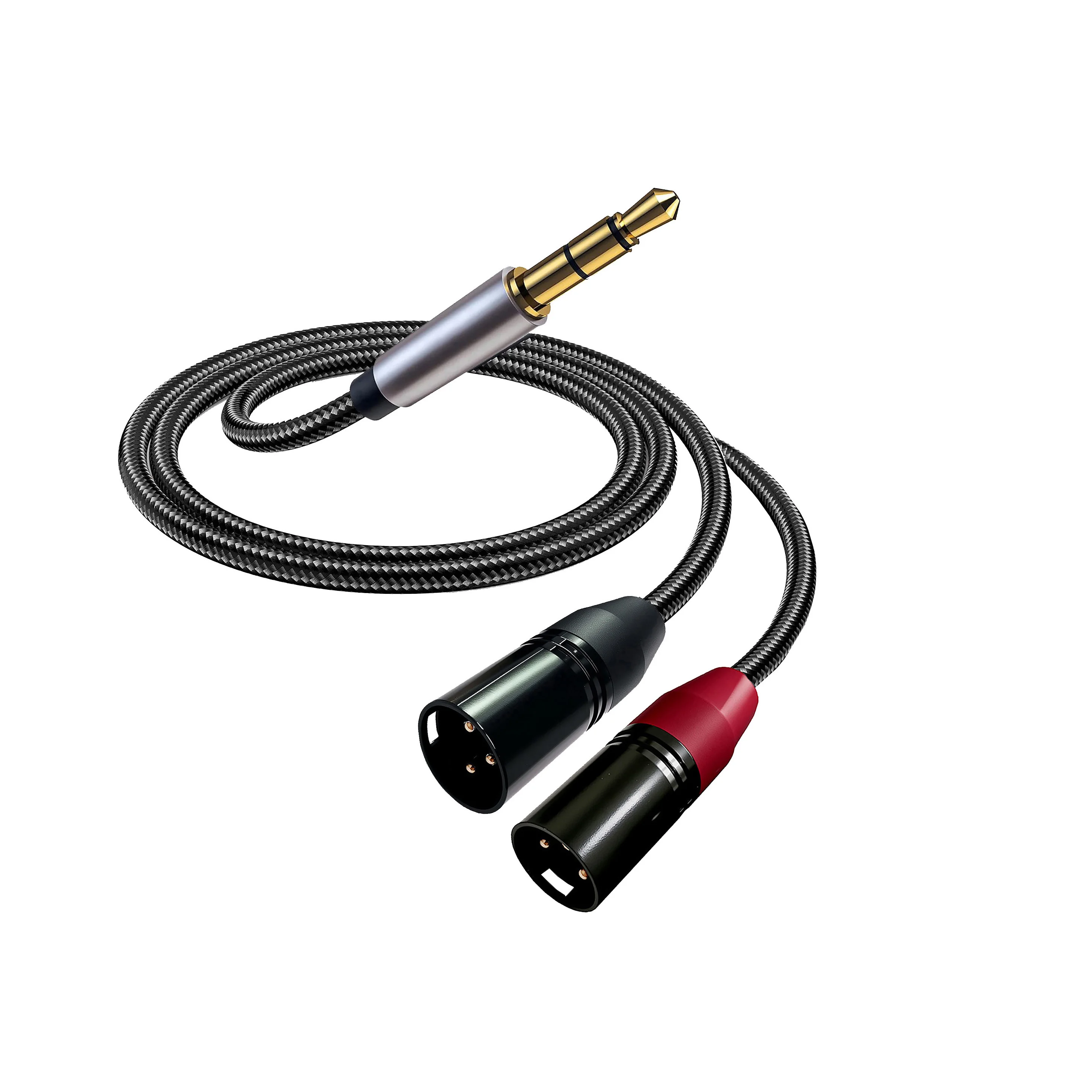 3.5mm 1/8 Inch TRS to 2 XLR Cable, XLR to 3.5mm Balanced Cable Adapter, Gold-Plated XLR Female to 3.5mm Jack Aux Mono Audio Cord