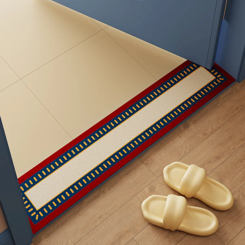 VIKAMA Retro Border Long Carpet Anti Slip Quick Drying Floor Mat Bedroom Living Room Entrance Threshold Mat Home Decoration