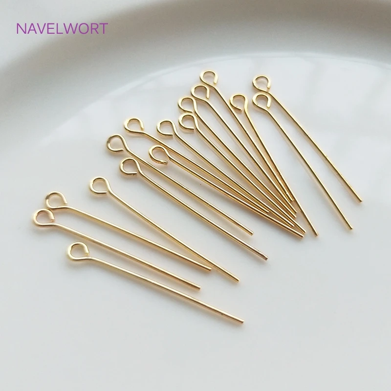 100pcs Wholesale 20mm-45mm Eye Head Pins,High Quality 18K Gold Plated Needle Eye Pins,Jewelry Making Findings DIY Accessories