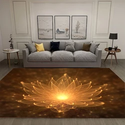 Lotus Rug Indian Buddha Statue Meditation Home Decor Living Room Rug Youth Literature Room Decor Large Rug Anti-Slip Mat