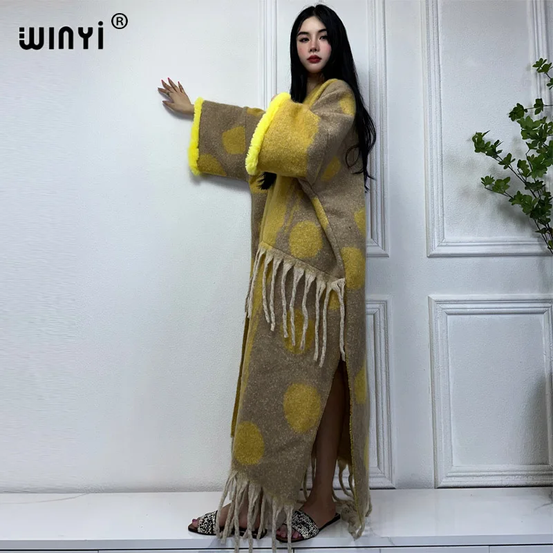 WINYI winter dress Women Africa blog Luxury Fur Neutral coat Loose cardigan elegant Warm Female poncho winter coat women 2023