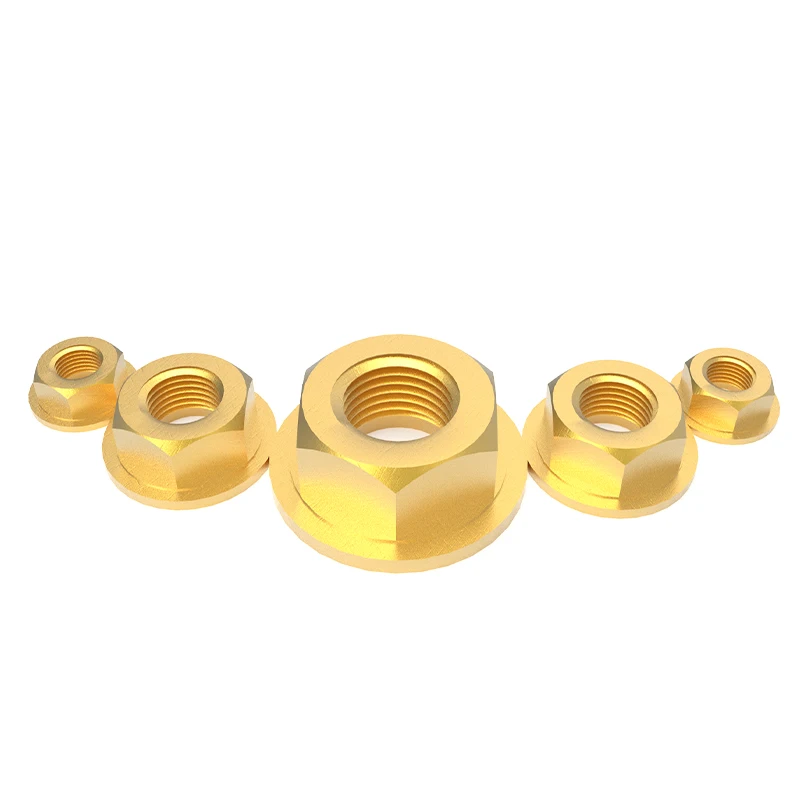 M4 M5 M6 M8 M10 M12 Brass Coarse/fine Thread Flange Nuts Hexagon Flanged Nut Pitch 0.7/0.8/1/1.25/1.5/1.75mm For Bolts & Screws