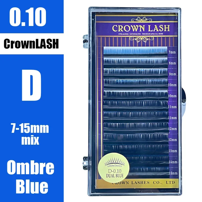 2tones Ombre Blue C D-0.10, 0.15 7-15mm Dual Color Gradient Grafting Lash Extension CrownLash Beauty Salon