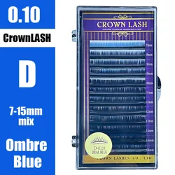 2tones Ombre Blue C D-0.10, 0.15 7-15mm Dual Color Gradient Grafting Lash Extension CrownLash Beauty Salon