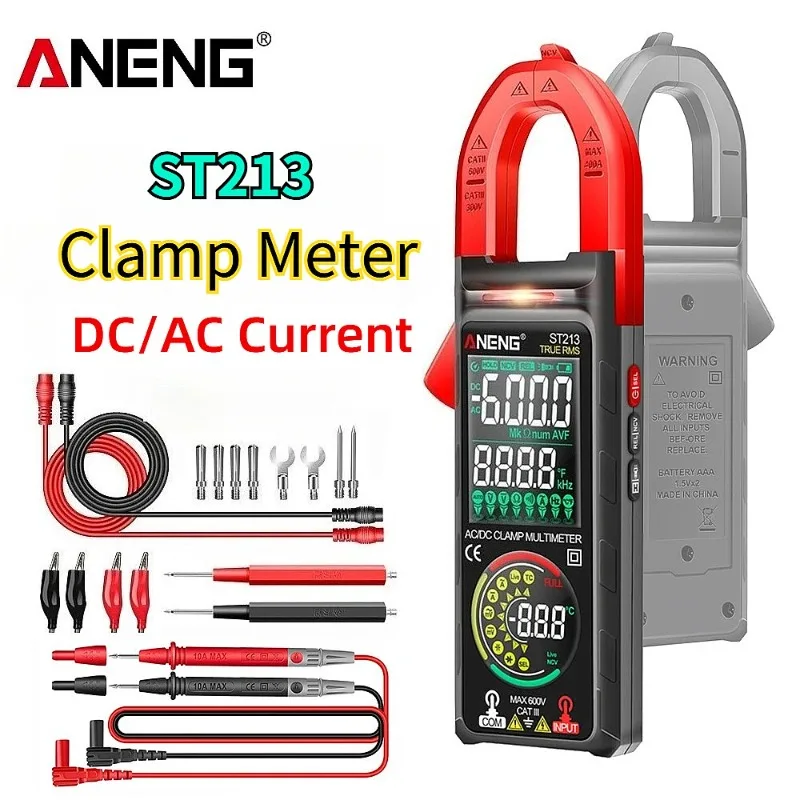 Digital Clamp Meter 6000 Counts 400A AC/DC Current Multimeter Large Screen Voltage Tester NCV Ohm Hz