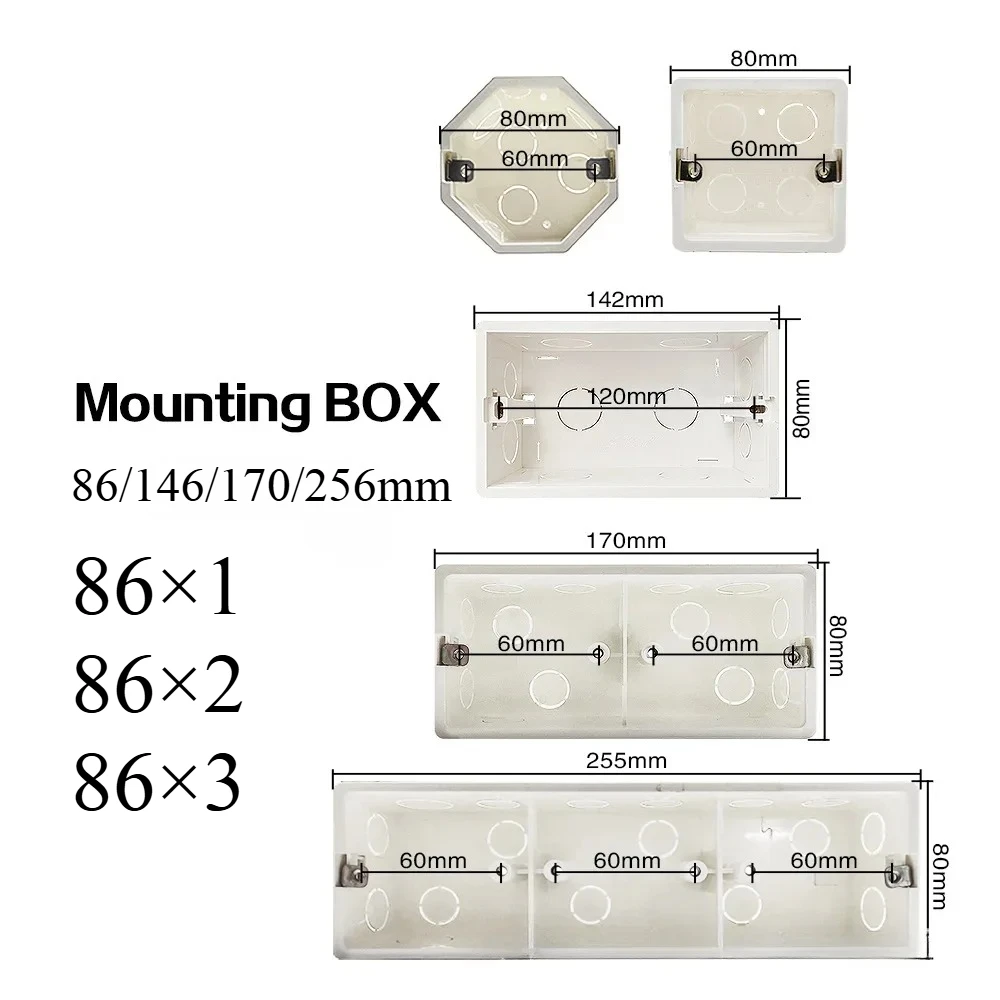 EU 86/146 257 Hidden Mounted  Bottom Inner Box Fireproof Plastic Bottom Box Wall Switch Socket Box Household Socket Accessories