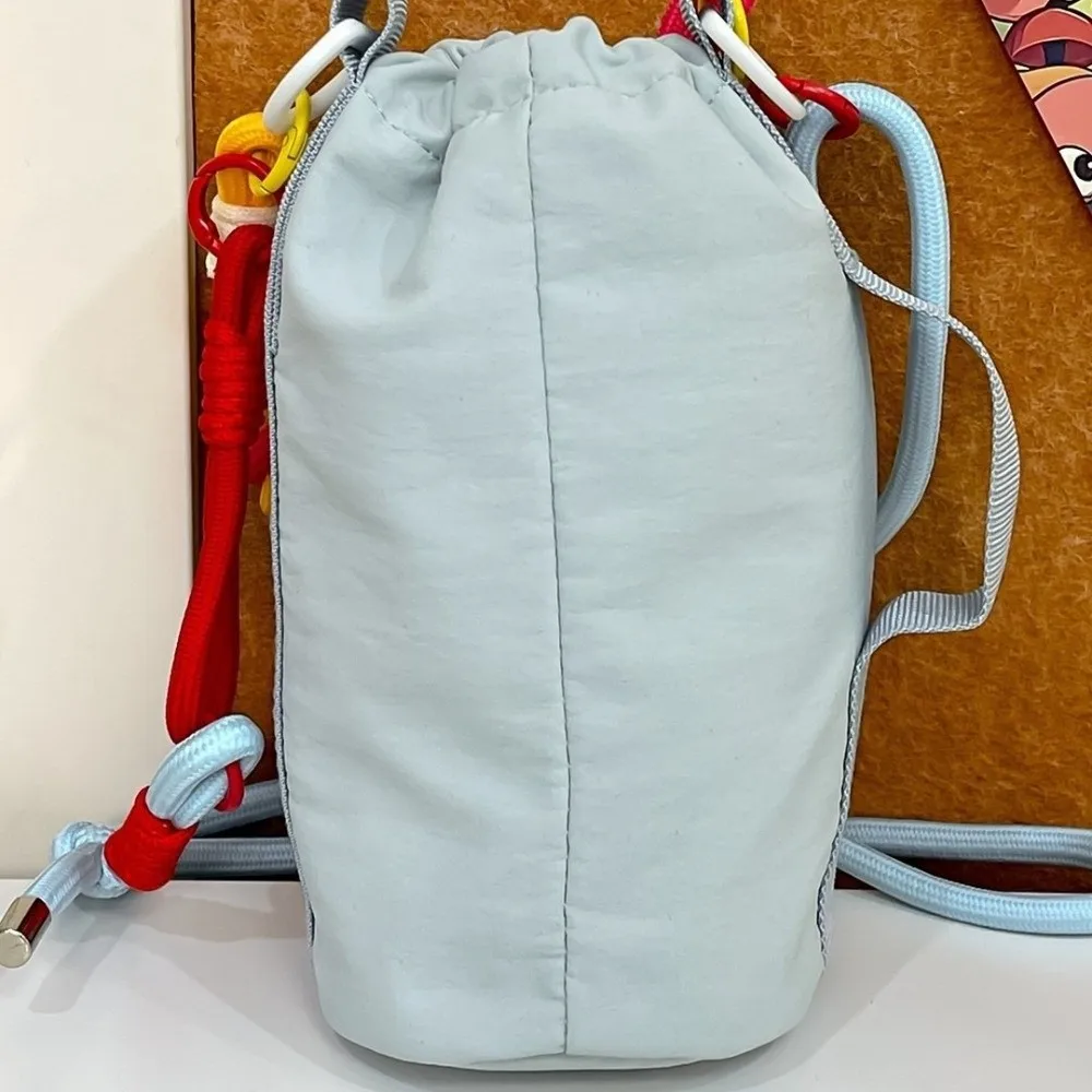 Colorful Rope Water Bottle Crossbody Bag Adjustable Strap Lightweight Drawstring Sling Bag Polka Dot Portable