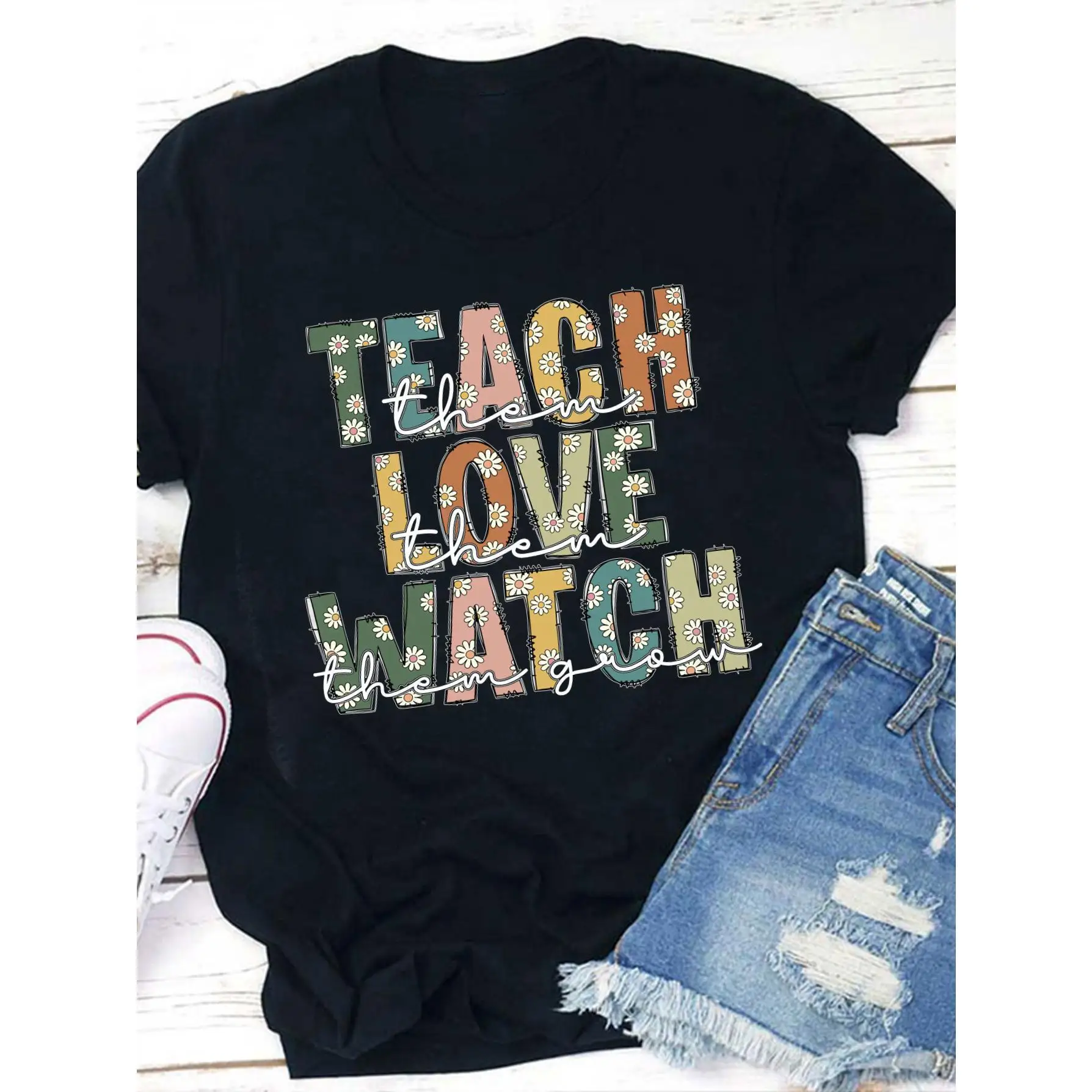 

Teacher Appreciation T-Shirt | Inspirational Teach Love Watch Graphic Tee | Perfect Gift for Teachers & Educators