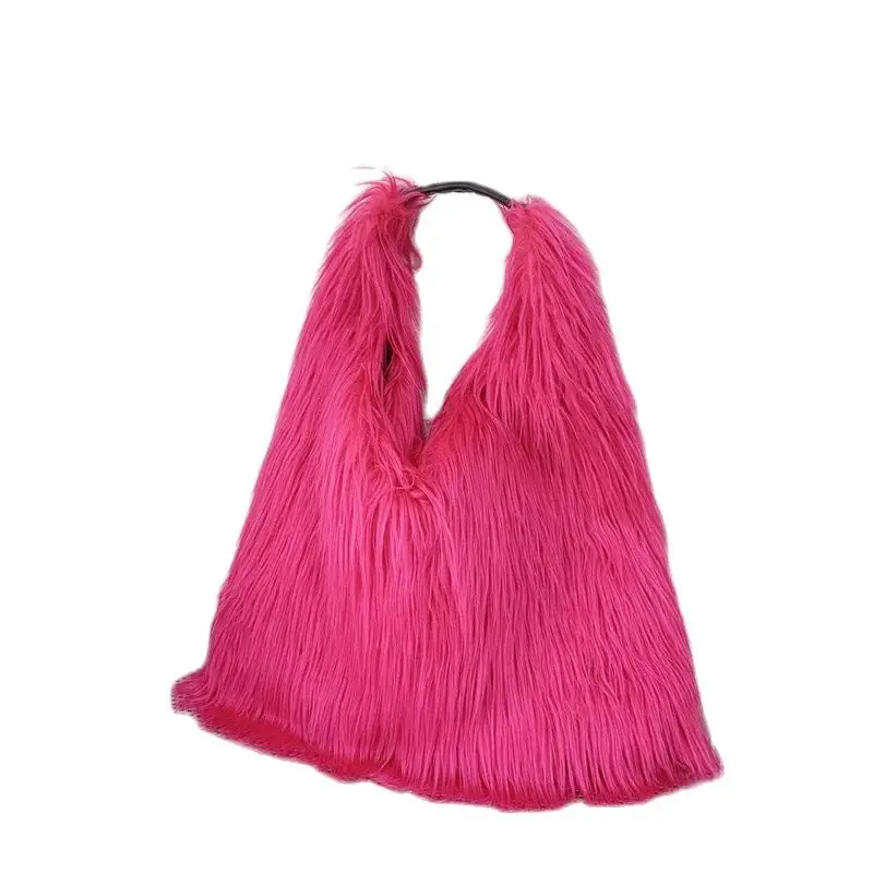 

NEW Fashion Faux Fur Women Shoulder Bags Fashion Plush Handbags Luxury Tote Soft Warm Winter Hairy Purse 2023