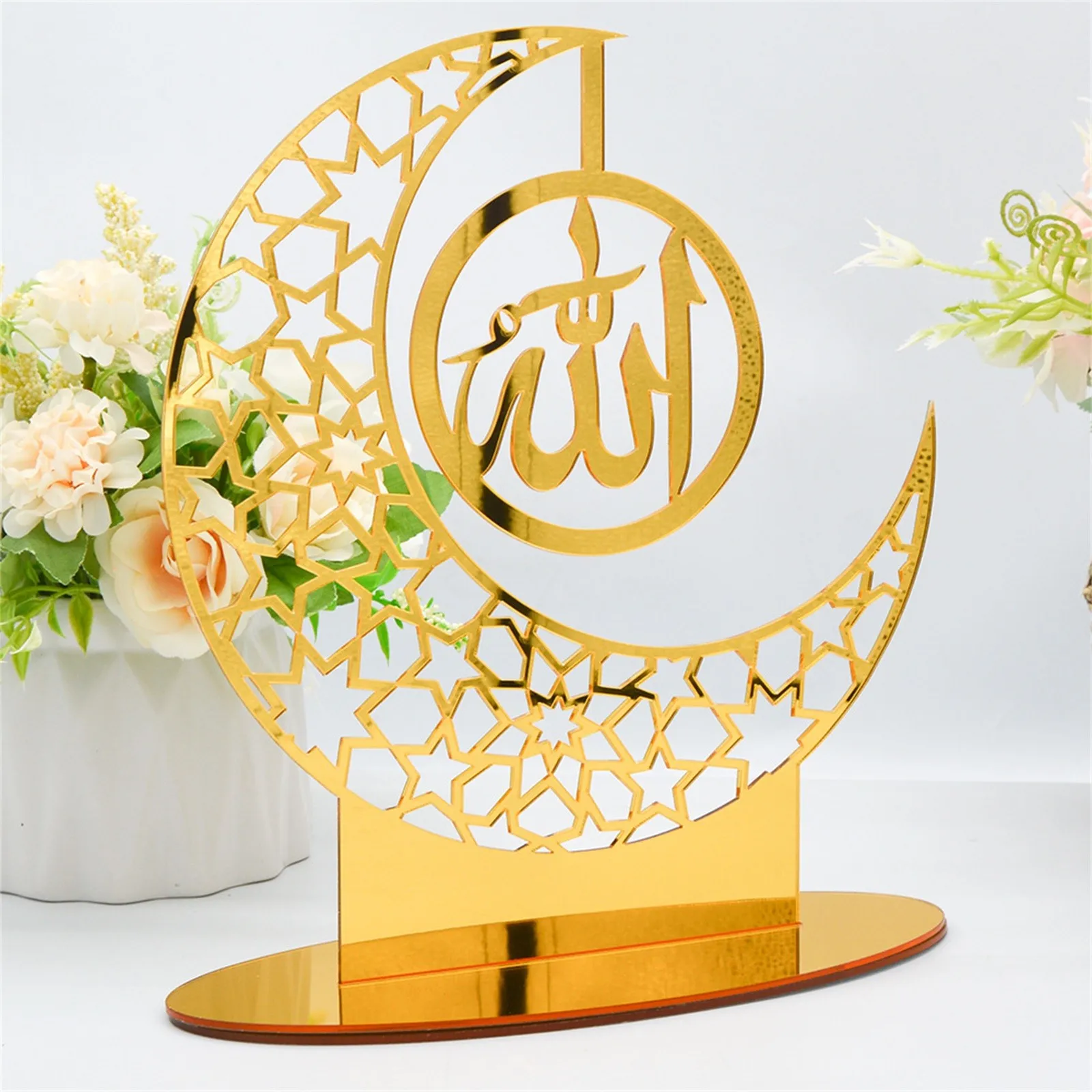 Acrylic Ramadan Moon Carved Ornament Dining Table Decoration Gift For Home Eid al-Fitr Kareem Islamic Muslim Party Supplies