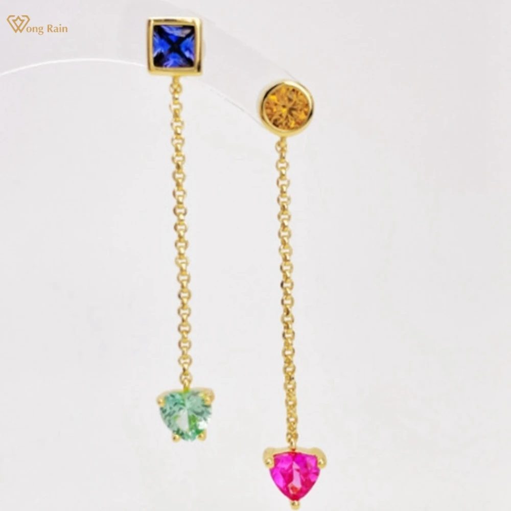 

Wong Rain Vintage Solid 925 Sterling Silver Colorful Sapphire High Carbon Diamond Gemstone Drop Earrings Fine Jewelry Wholesale