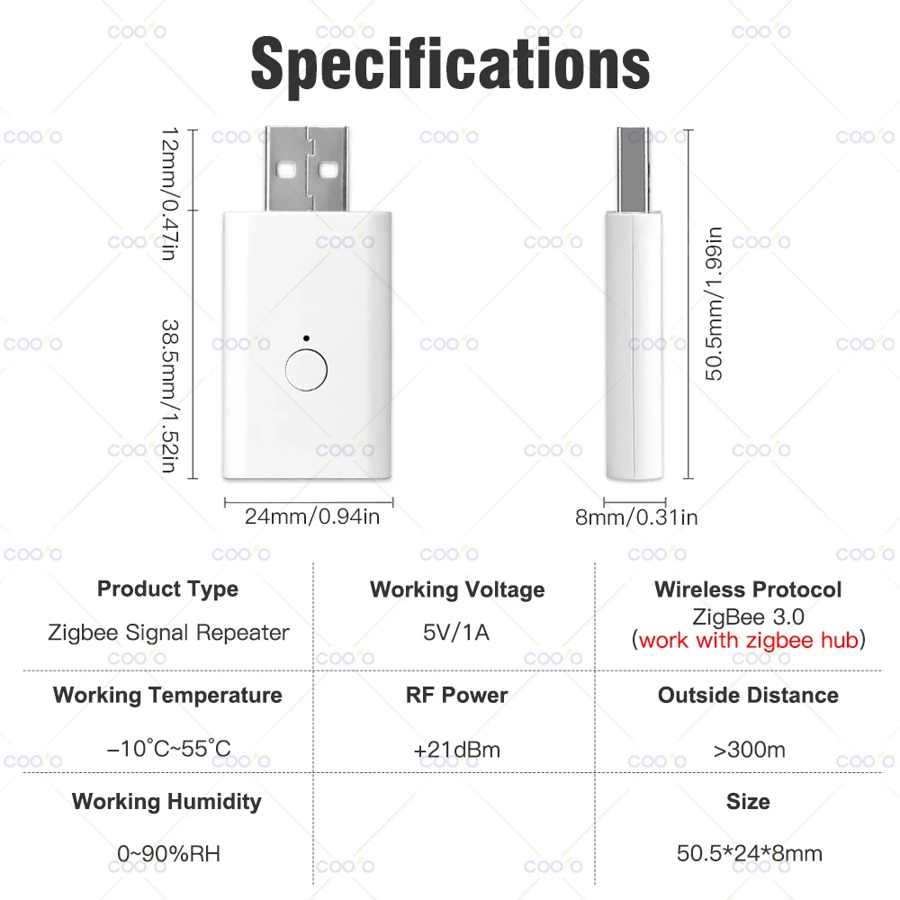 ZigBee Signal Repeater Signal Amplifier USB Extender Work with ZigBee Gateway Home Assistant Zigbee2mqtt Smart Home Device