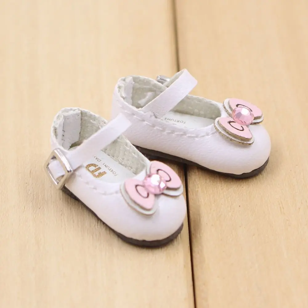 1 Pair DIY Doll Cat Mini Casual Shoes PU Leather Round Toe Blyth Doll Shoes Bow Crystal Decorate Doll Shoes ICY DBS Blyth Doll