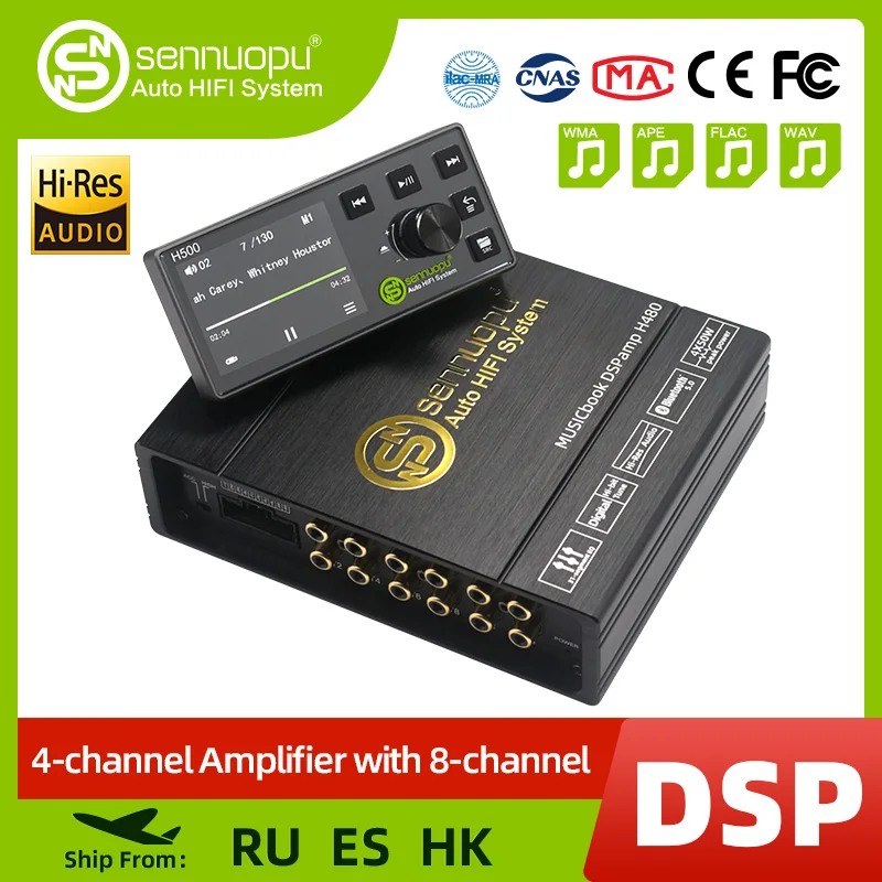 Sennuopu Car DSP Processor 4 Channel Amplifier 8 Channels Digital Sound Processors with LCD Remote Controller