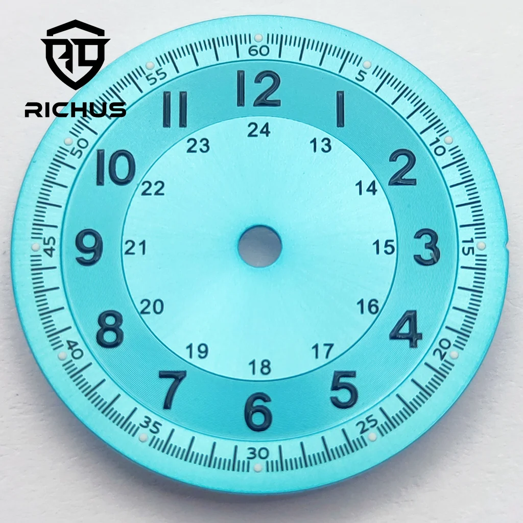 RICHUS Sterile Dial 29mm Watch Dial Green Luminous Fit NH34 NH35 NH36 ETA2824 2836 Miyota8215-DG Movement Watch Accessories