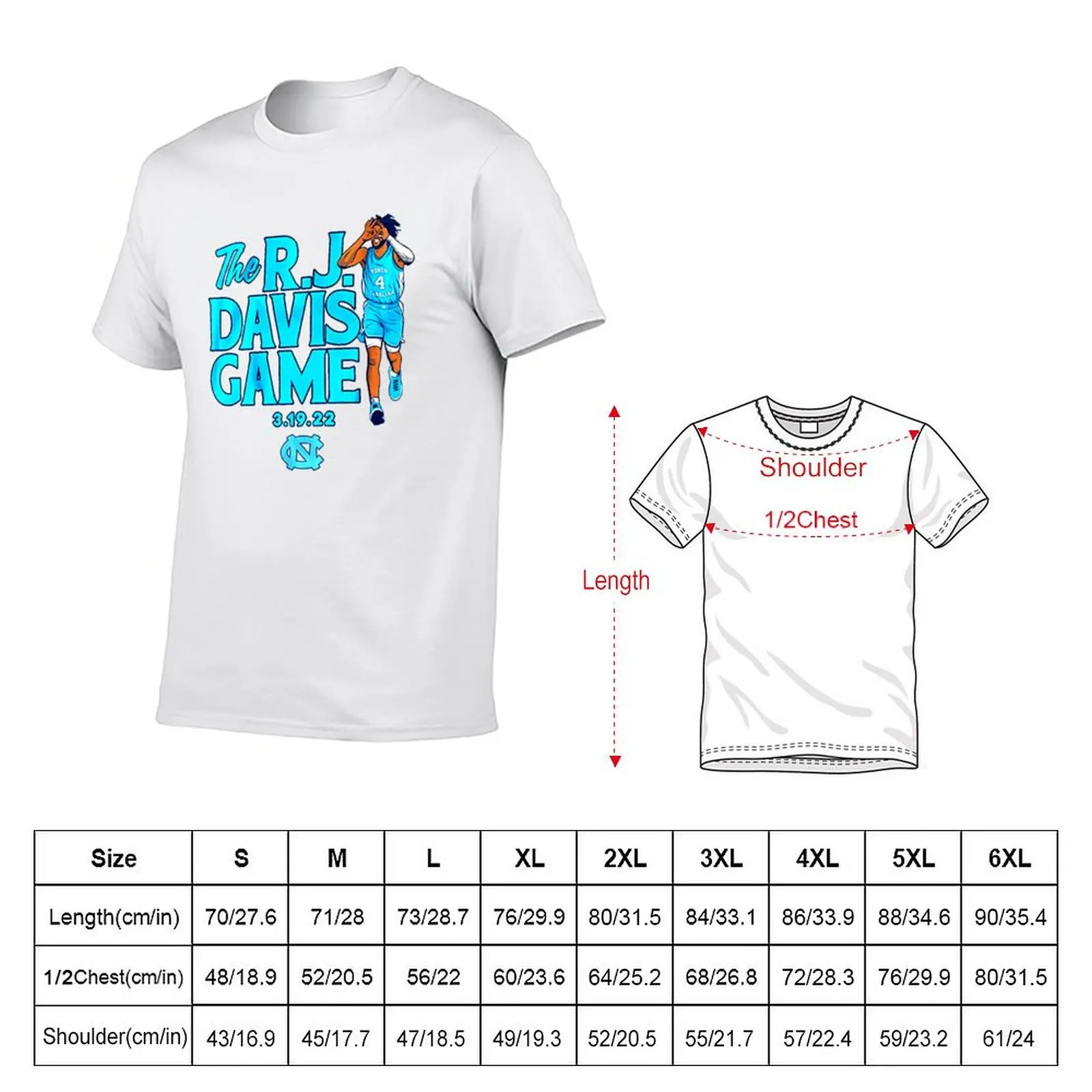 The RJ Davis game T-Shirt Street Fashion Casual Tee Shirt