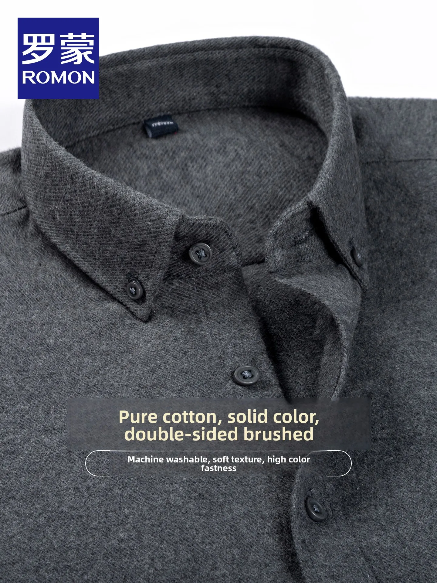 Pure Cotton Double-Sided Brushed Long Sleeve Button-Up Men's Shirt Retro Business Style Casual Fashion Urban Wear Autumn New ...