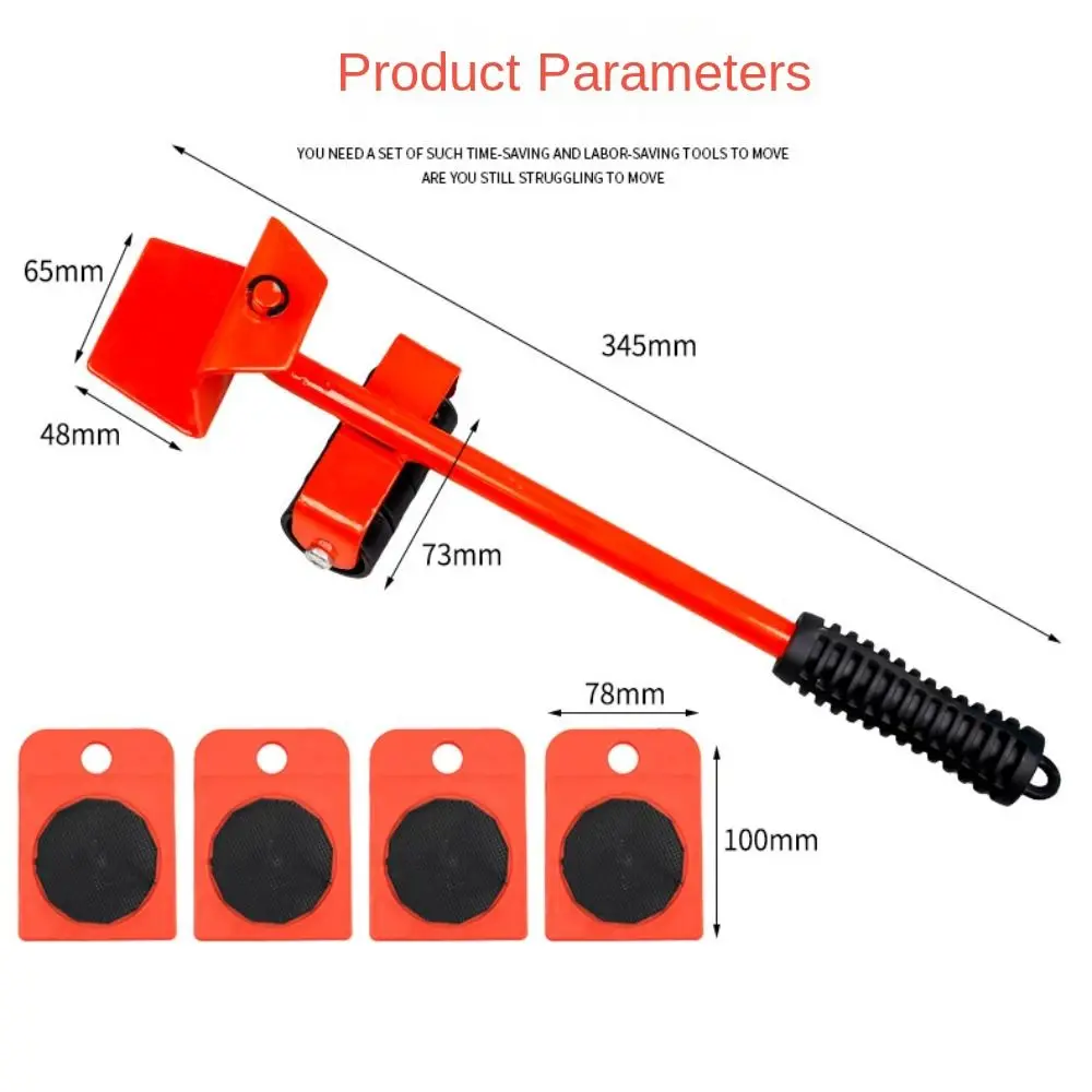 5 stks/set Meubels Mover Zware Goederen Handling Gereedschap Lifting Helper met Wiel Bar Materiaal Handling Gereedschap Mover Roller Sliders