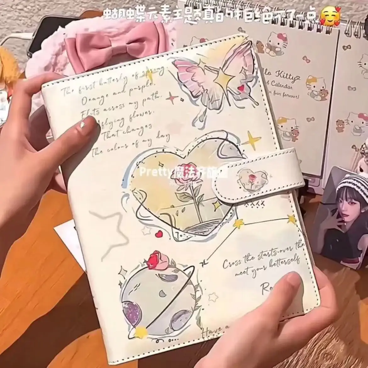 

Summer Butterfly A5 Binder – Waterproof PU Leather Photocard Holder Kpop Ribbon Idol 3inch 4grid Photo Collect Book Album