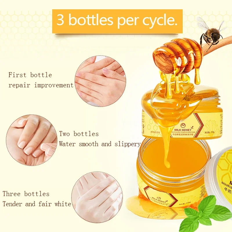 Magical Milk Honey Hand Mask Hand Wax Moisturizing Whitening Skin Care Exfoliating Calluses Hand Film Hands Care Cream 110g