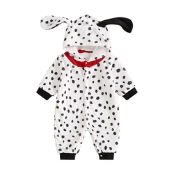 Unisex Baby Girls Boy Dalmatian Costume Halloween Costume Infant Hooded Long Sleeve Button Romper Jumpsuit Outfits