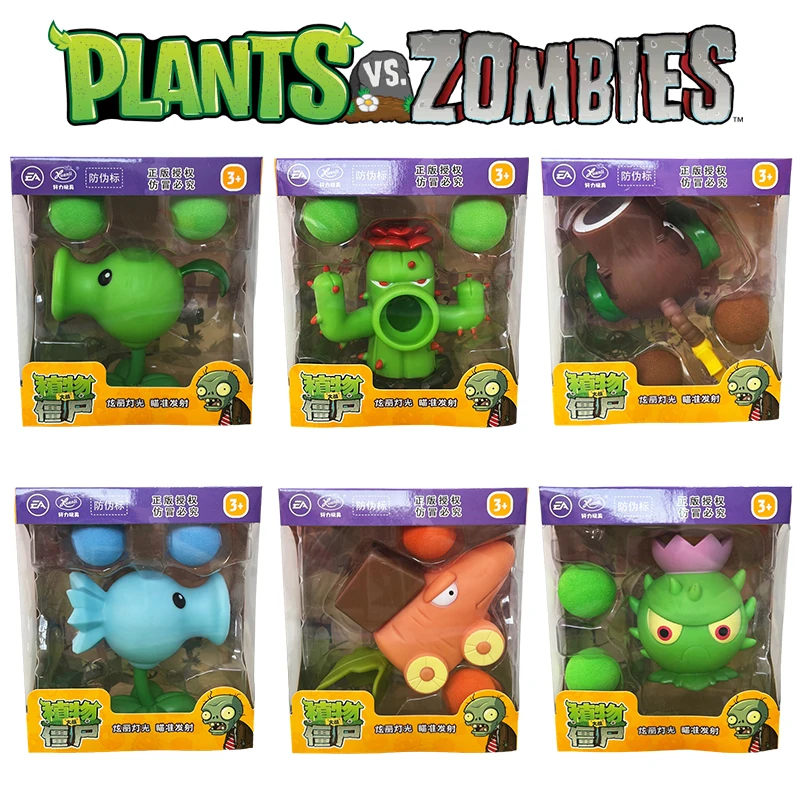 

6PCS Plants Vs Zombies Peashooter Soft PVC Figure Set High Detail Soft Gel Shooter Toys Light Effects Kids Collectors Toy Gift