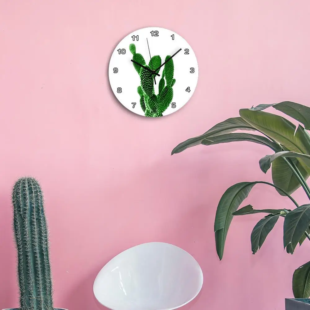 Factory Direct Green Cactus Cartoon Pattern Kids Room Clock Creative Wholesale Amazon Hot Selling
