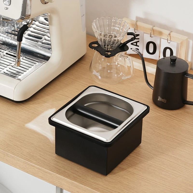 JUSTINLAU Stainless Steel Coffee Knock Box Non‑Slip Rubber Base Espresso Grounds Container Bin For Home Cafe Shop Barista Use view 4