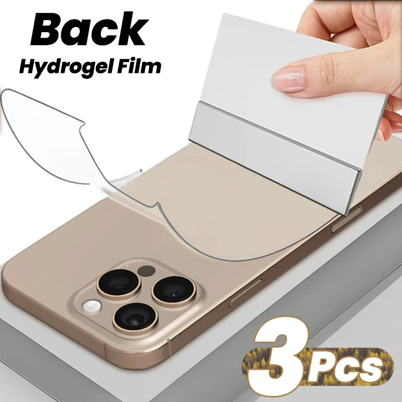 3 Stück Hydrogel-Folie für die hintere Abdeckung, Werkzeug für iPhone 16 Pro Max, thermoplastisches Polyurethan, glänzende Oberfläche, ultradünn, kratzfest