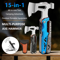 Multi-purpose Outdoor Axe Folding Escape Hammer Mini Tool Pliers Camping Survival Axe Portable Small Knife Hex Wrench Steel Saw