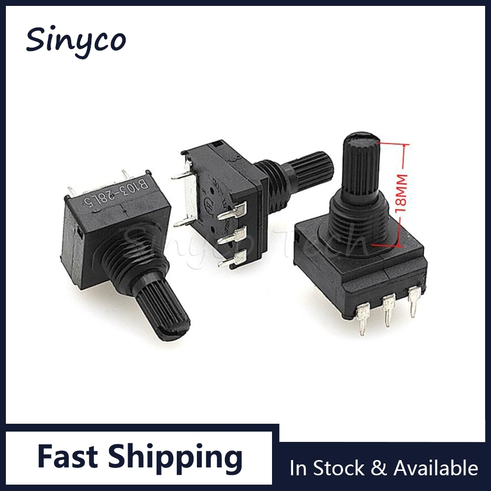 5PCS PC1601-V Welding Machine Potentiometer 5Pin B102 B472 B502 B103 B223 B104 Carbon Film 1K 5K 10K 4.7K 22K 100K Handle 18mm