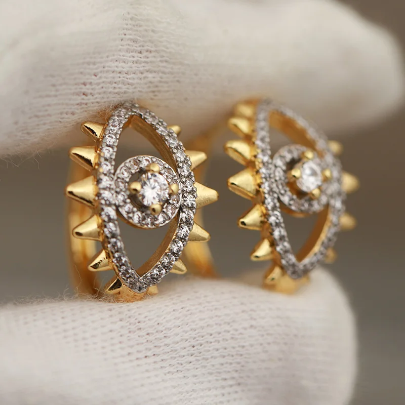 New Sight Design Luxury Crystal Eyes Stud Earrings for Women Fashion Brand Jewelry Delicate Zirconia Earrings
