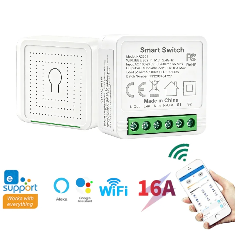Ewelink WiFi Smart Switch Mini 16A Relay Smart Circuit Breaker 2 Way ...