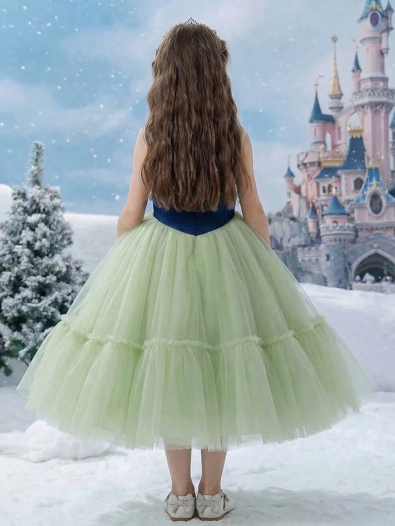 Elegant Party Dress, Avocado Green Princess Dress with Fluffy Netting, Cake Dress for Prom, Banquet, Evening Dress, Birthday Par