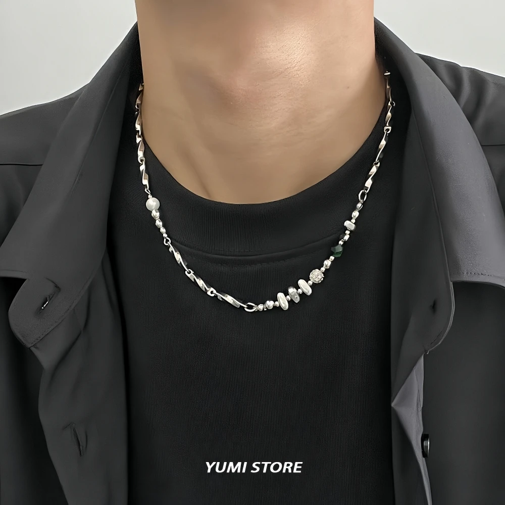 Fashion Mobius Bead Necklace For Man Woman Luxury Non Fading Titanium Steel Clavicle Chain Choker New Kpop Couple Jewelry Gift