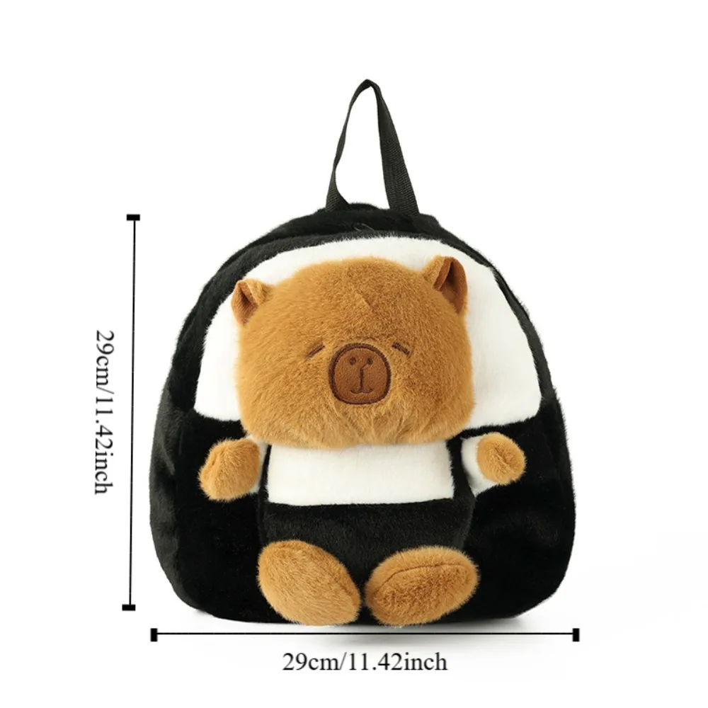 Zaino in peluche capibara giapponese Kawaii Borsa da libro per studenti casual marrone Borsa da scuola per cartoni animati di grande capacità in stile coreano per ragazze