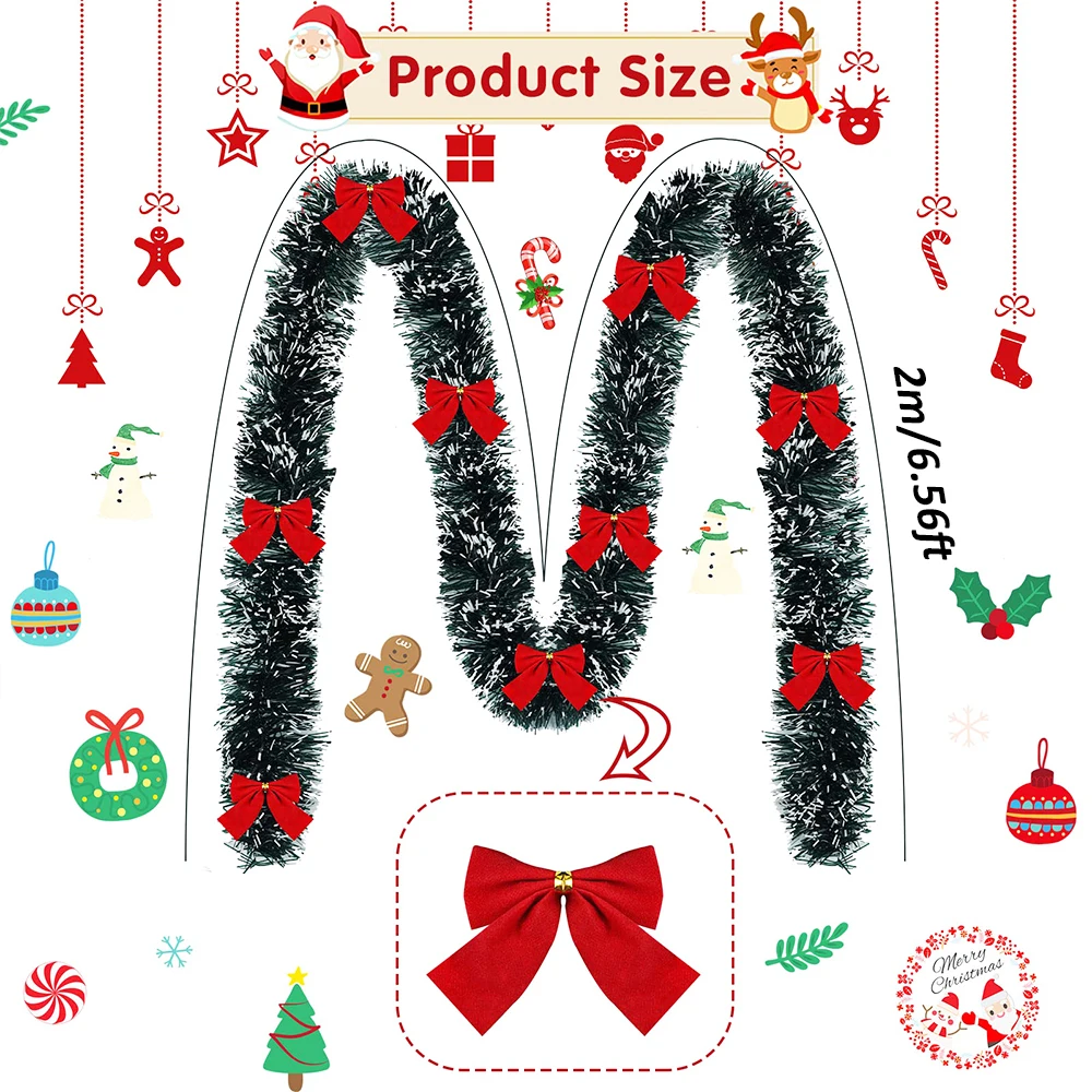 الاصطناعي عيد الميلاد جارلاند عيد الميلاد بهرج أكاليل مع Bowknot DIY بها بنفسك إكليل شجرة عيد الميلاد الحلي السنة الجديدة ديكور للطاولات المنزل #3