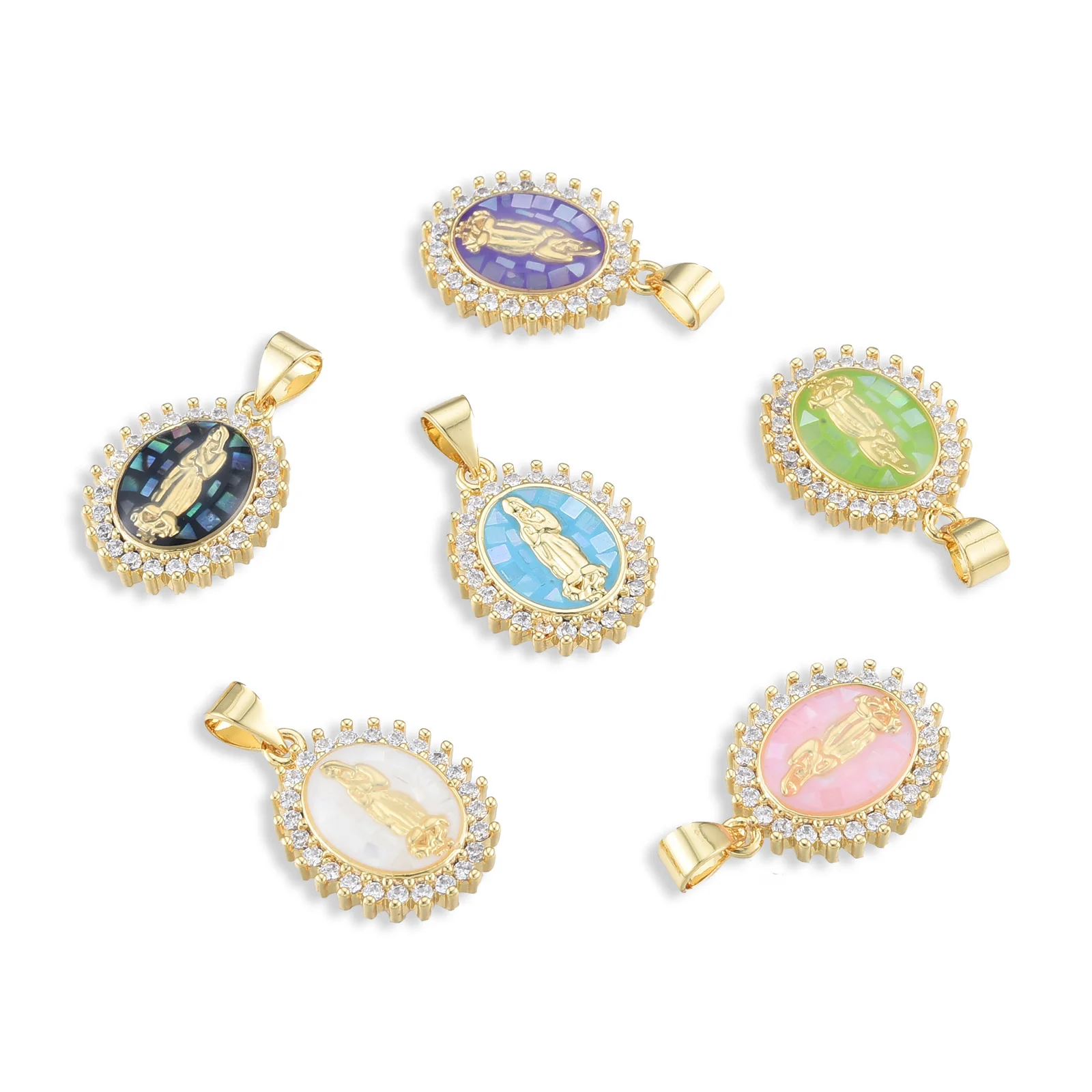 

Pandahall 5Pcs Mixed Color Brass Micro Pave Clear CZ Cubic Zirconia Pendants Charms For Necklace Earring Jewelry Crafts Making