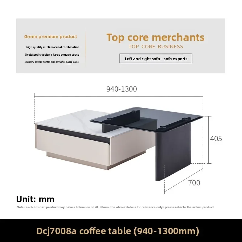 LMM solid wood paint TV cabinet coffee table combination living room household high-end rock slab