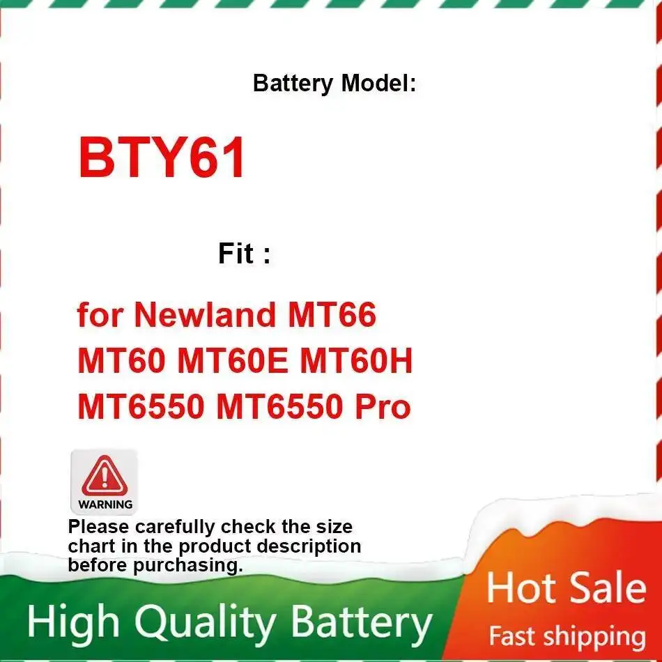 Barcode Scanner Battery BTY61 3800Mah For Newland MT66 MT60 MT60E MT60H MT6550 Pro