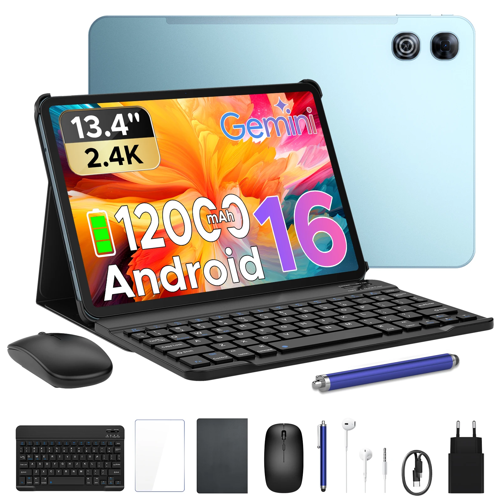 POCKAM P13 Android 16 13,4 inch 2.4K 2-in-1 tablet PC Gemini AI 48GB RAM (8+40) 128GB ROM 12000mAh batterij Widevine L1 ondersteuning tablet