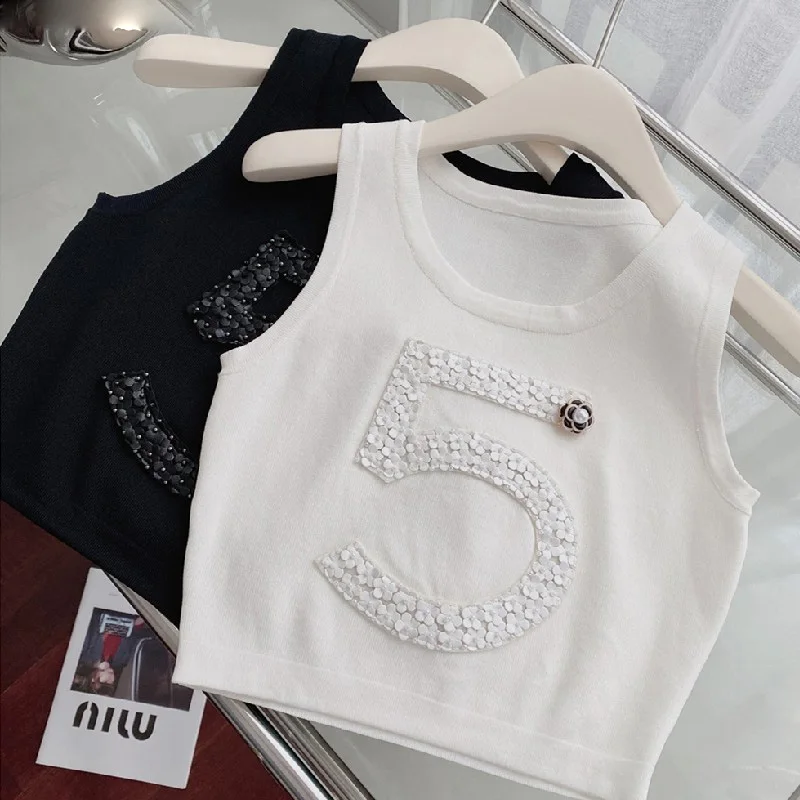 Sexy Three-dimensional Knitted Crop Top Sweater Vest Women Sleeveless O-neck Short Tees Camisole Streetwear Stylish Chic Ladies