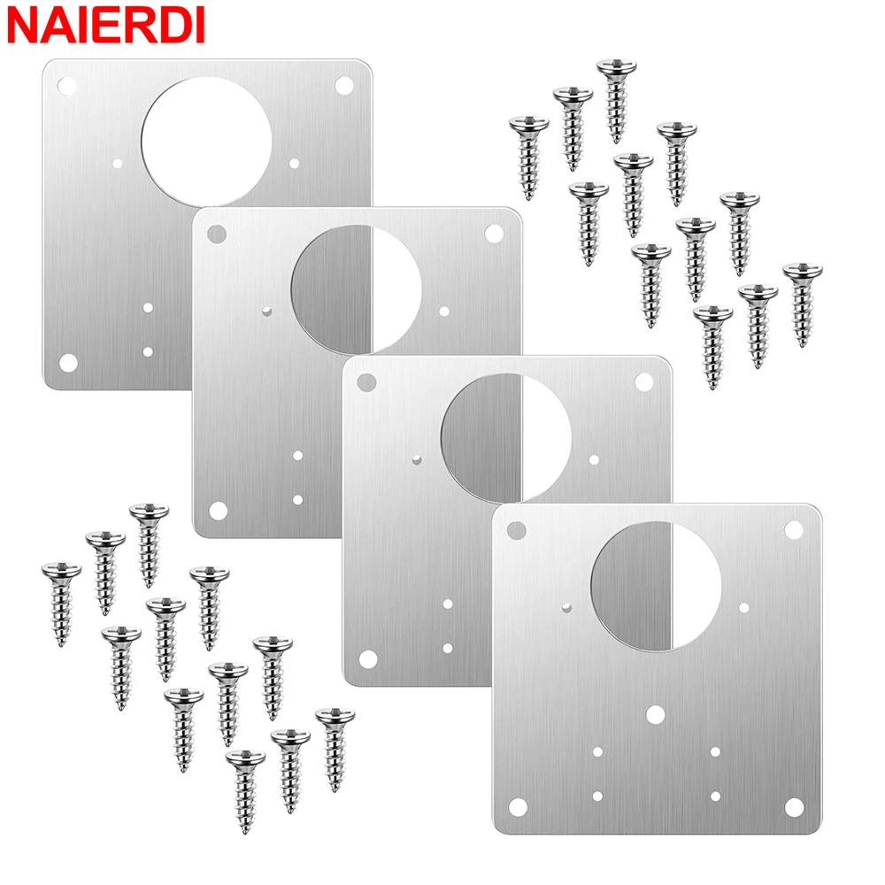 

NAIERDI 4/8/12/16 Pack Cabinet Hinge Repair Plate,Stainless Steel Hinge Fixing Plate Bracket with Mounting Screws Door Hardware