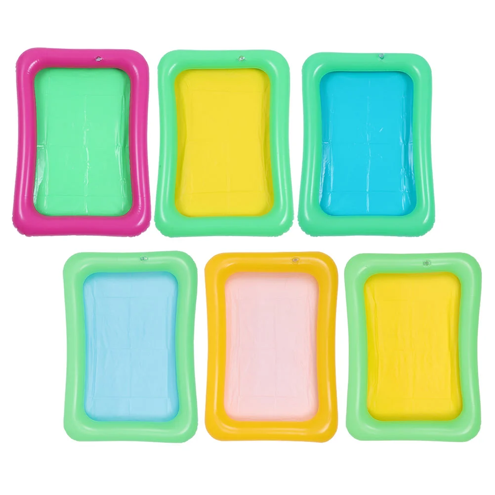 6 Pcs Inflatable Ice Bar Sand Floating Tray for Pool Party Supply Cooler Salad Food Rectangle