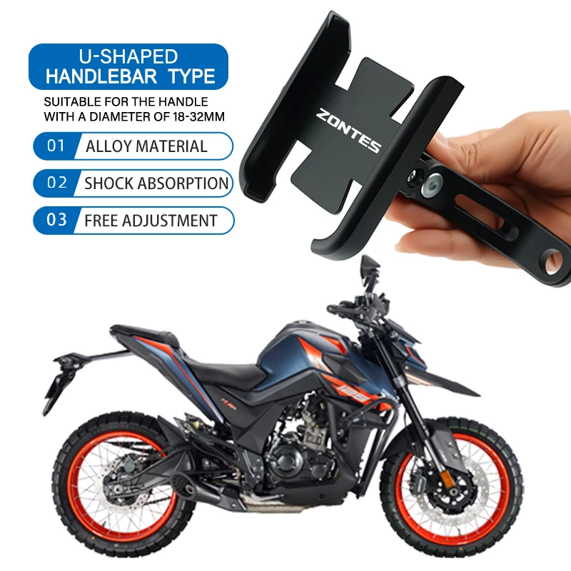 

Мотоциклетный держатель для телефона 360° ° Вращающийся кронштейн из алюминиевого сплава, крепление на руль для ZONTES RX4 RX5 Z400 RC401 RC300 Z300 S350 350X