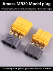 Amass MR30 Upgrated of XT30 Connector MR30 Connector Plug Female and Male Connector Plugs Gold Plated For RC Parts 2mm