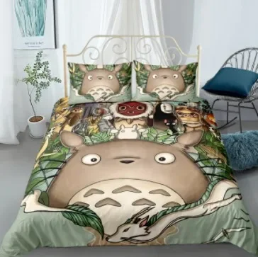 Black Totoro 3d Bedding Set Japan Cartoon Anime Movie Printed Duvet Cover Sets Pillowcases Twin Full Queen King Size Boys Girls