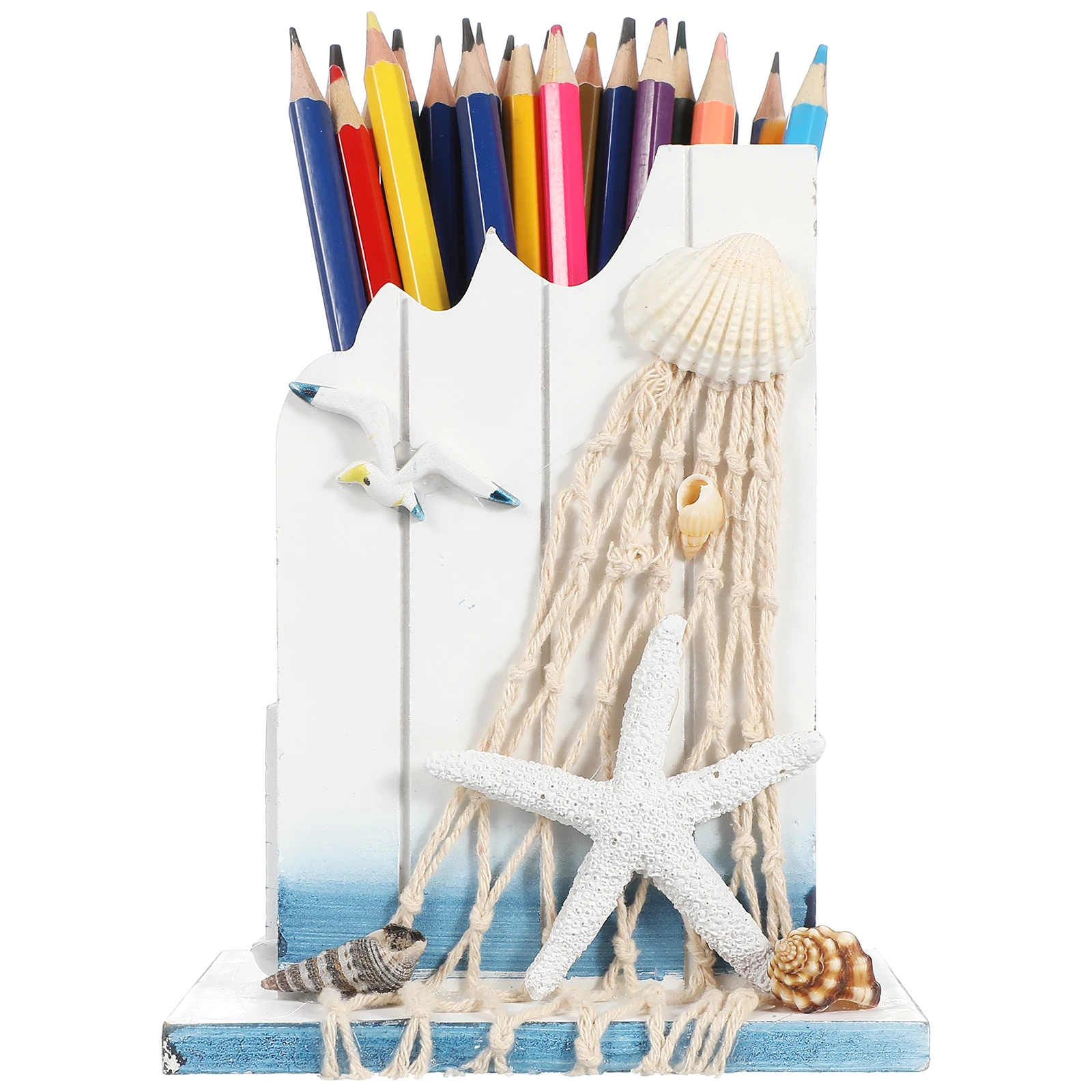 

1pc Wooden Pen Holder Desk Organizer Home Office Accessories Unique Star Design Premium Material Small Size Wooden Container