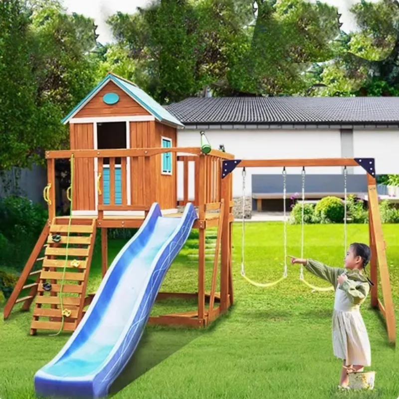 Outdoor Kids' Playhouse with Steel PP Fiberglass Nylon Plush Aluminum Materials Wooden Play Equipment for School Playgrounds