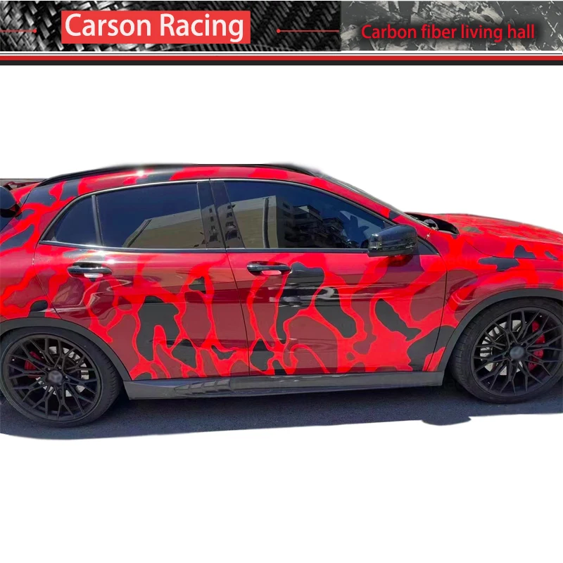 メルセデスベンツGLA45 X156用リアルカーボンファイバーサイドスカート、バンパーアクセサリーエクステンション、車体キットX156フォージサイドスカート